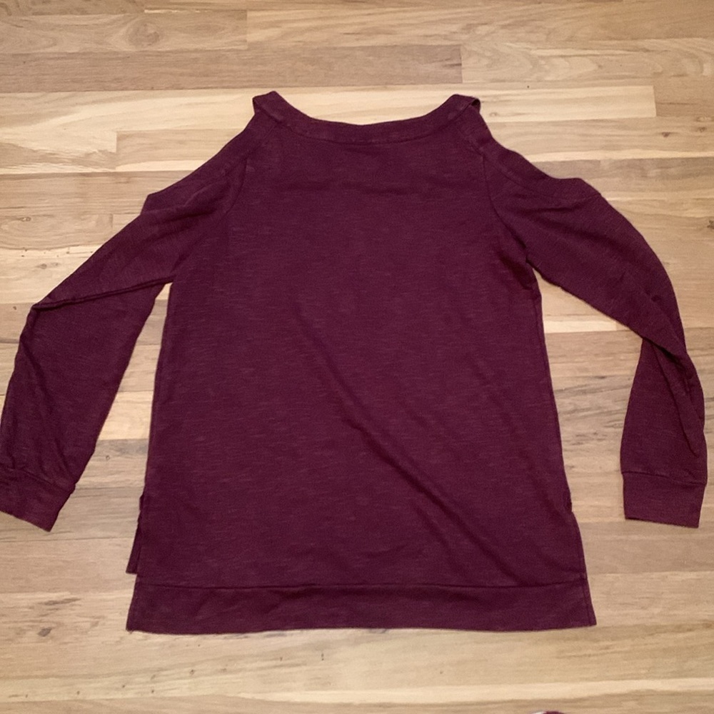 Knox Rose Studded Cold Shoulder Long Sleeve Maroon Blouse Women’s S - Picture 13 of 14